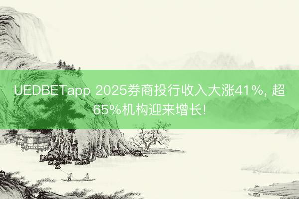 UEDBETapp 2025券商投行收入大涨41%， 超65%机构迎来增长!