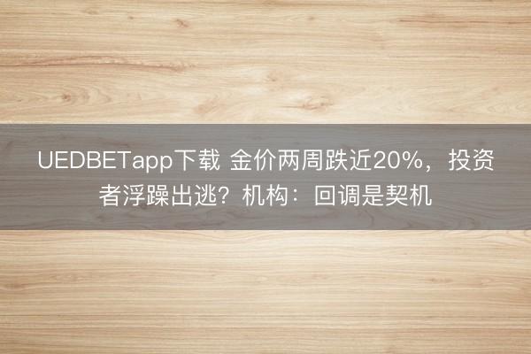 UEDBETapp下载 金价两周跌近20%，投资者浮躁出逃？机构：回调是契机